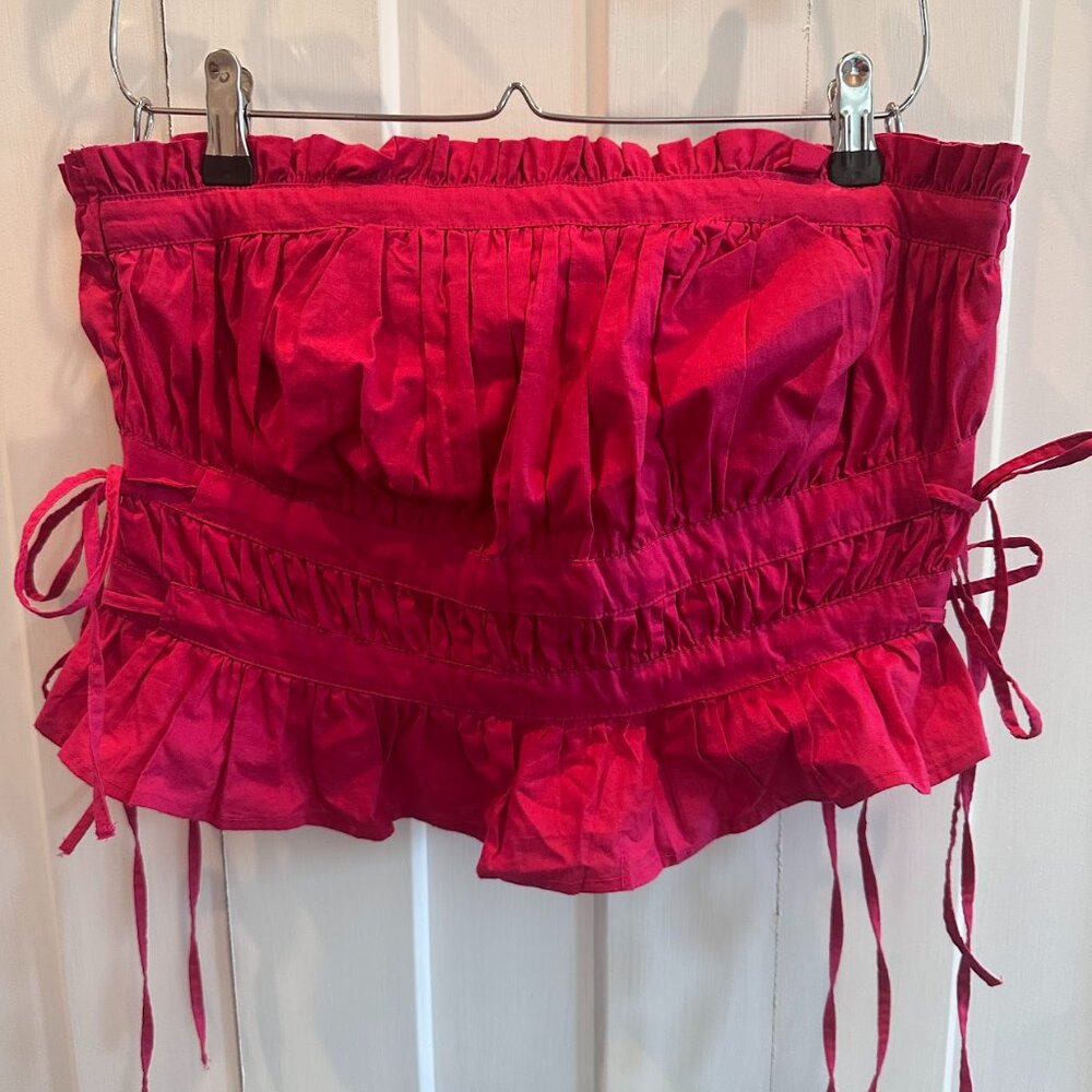 Free People Rouched w/ties Tube Top - Medium Hot Pink